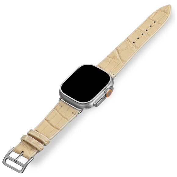 Luxury Alligator Leather Watch Band – Handmade Cream Color main image 4